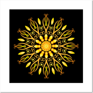 Elegant Mandala Art With Gold Colors Posters and Art